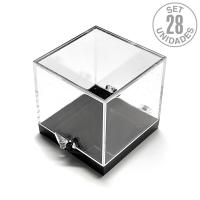 Caja Plástico/bisagra 55x55x55mm. Set 28un. Base Negra