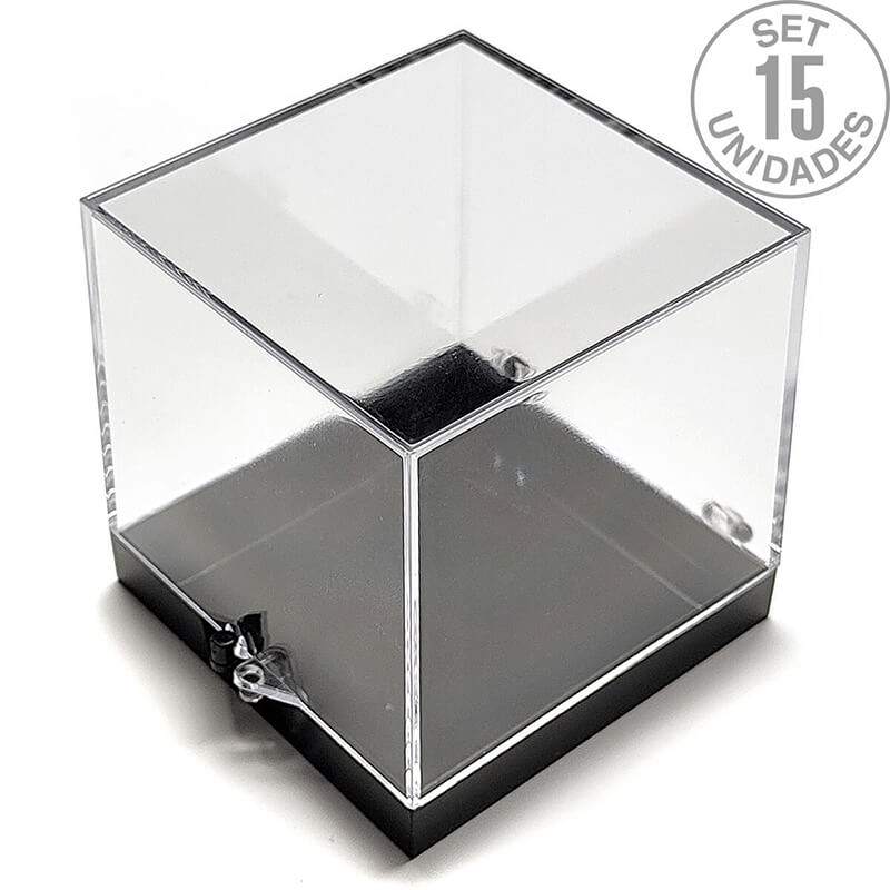 Caja Plástico/bisagra 68x68x68mm. Set 15un. Base Negra