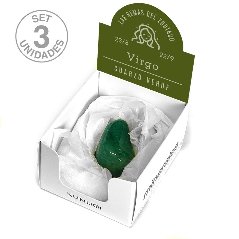 Cajita Virgo Cuarzo Verde. Set 3 Un.